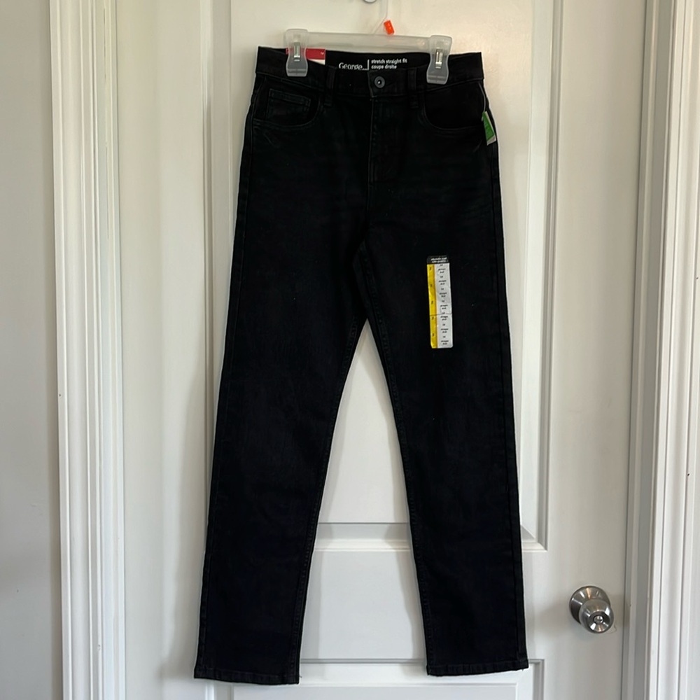NWT George black denim straight cut jeans size 14